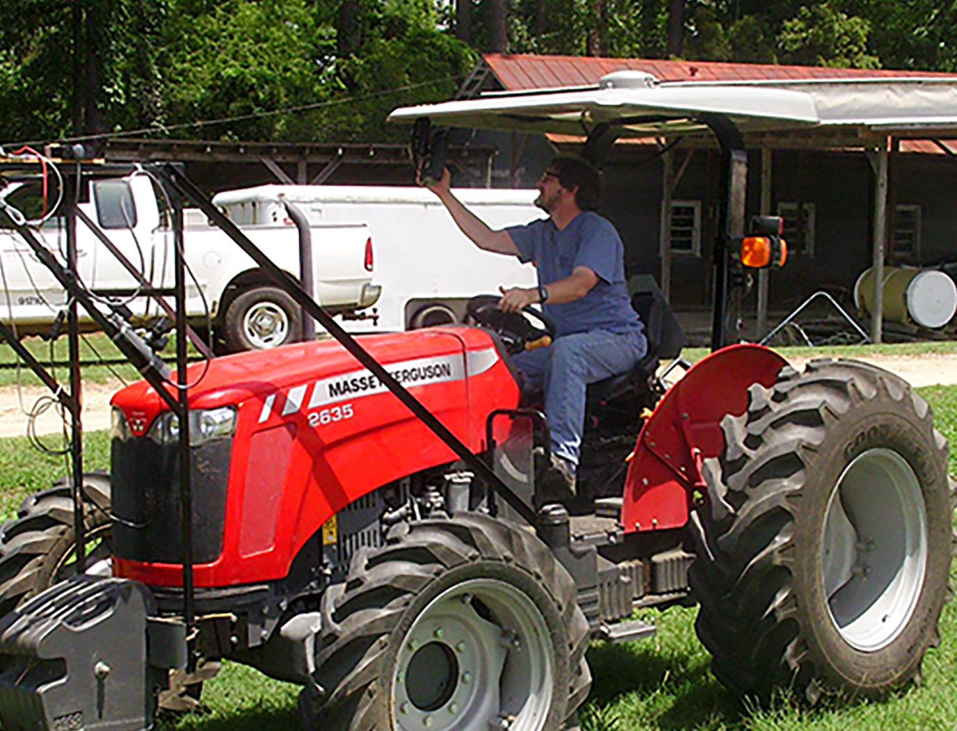 Glen Rains researching the potential of a voice activated tractor on the UGA Tifton Campus.