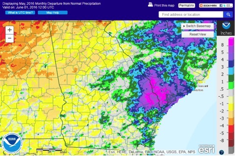 While some parts of the state saw 10 inches more rain than normal during May, northwestern Georgia had more than three inches less rain than the average.
