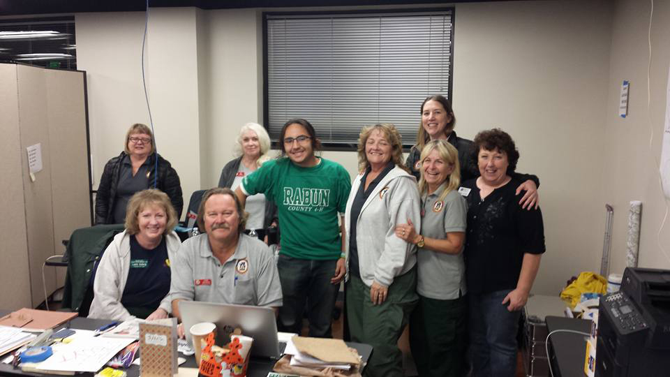 Sage Shirley, a senior Rabun County 4-H'er and junior at Rabun County High School in the green T-shirt, stands with members of the U.S. Forest Service's Pacific Northwest Interagency Incident Management Team 3 and UGA Cooperative Extension 4-H Associate Donna Young, far right wearing black.