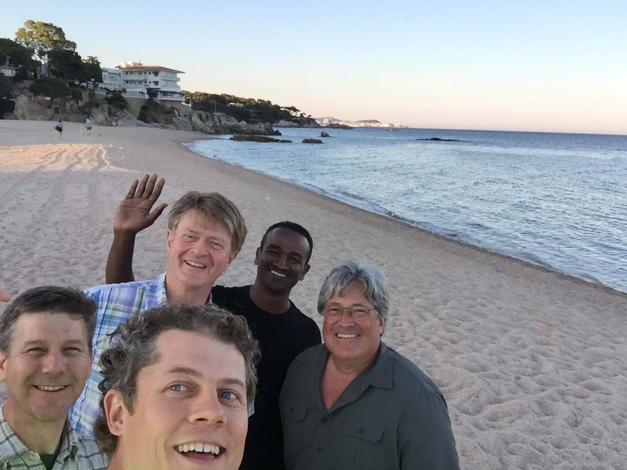 Matthew Chappell (front) traveled to Spain with several U.S. colleagues to learn the “eFoodPrint” software. (L-R) are Andrew Ristvey, John Lea-Cox, and Bruk Belema, all from the University of Maryland, and Tom Fernandez, from Michigan State University.
