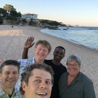 Matthew Chappell (front) traveled to Spain with several U.S. colleagues to learn the “eFoodPrint” software. (L-R) are Andrew
Ristvey, John Lea-Cox, and Bruk Belema, all from the University of Maryland, and Tom Fernandez, from Michigan State University