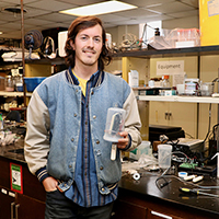 Jesse Lafian, a fourth-year horticulture student, designed a patent-pending moisture sensor that is the centerpiece of his startup, Reservoir LLC. Lafian won UGA's Next Top Entrepreneur, with a prize of $10,000 to put toward his company.