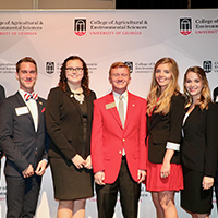 UGA College of Agricultural and Environmental Sciences Congressional Agricultural Fellows, from left, Taylor Teague, Zane Tackett, Ashley Smith, Andy Paul, Hayley Nielsen, Makinizi Hoover and Jim Henderson will spend 12 weeks this summer working with Georgia congressmen and senators in Washington, D.C.