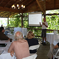 Eric Seifarth, who started Crane Creek Vineyards in 1995 and now produces about 4,200 cases of wine a year, warns and encourages fledgling grape growers at UGA Extension's Beginning Grape Growers Conference in Young Harris, Georgia.