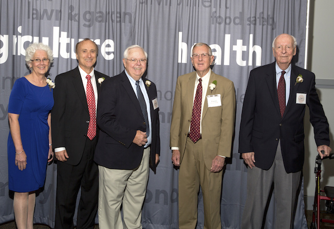 Tal DuVall (far right) posed for a photo with a group of other University of Georgia Cooperative Extension directors in 2014 during a 100 Year Celebration of Extension. Pictured (l-r) are Beverly Sparks, Mel Garber, Bobby Tyson, Wayne Jordan and DuVall.