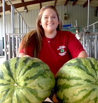 Seminole County, Georgia, 4-H member Kellee Alday won first place in this year's Georgia 4-H Watermelon Growing Contest with a 128-pound 'Carolina Cross' watermelon.