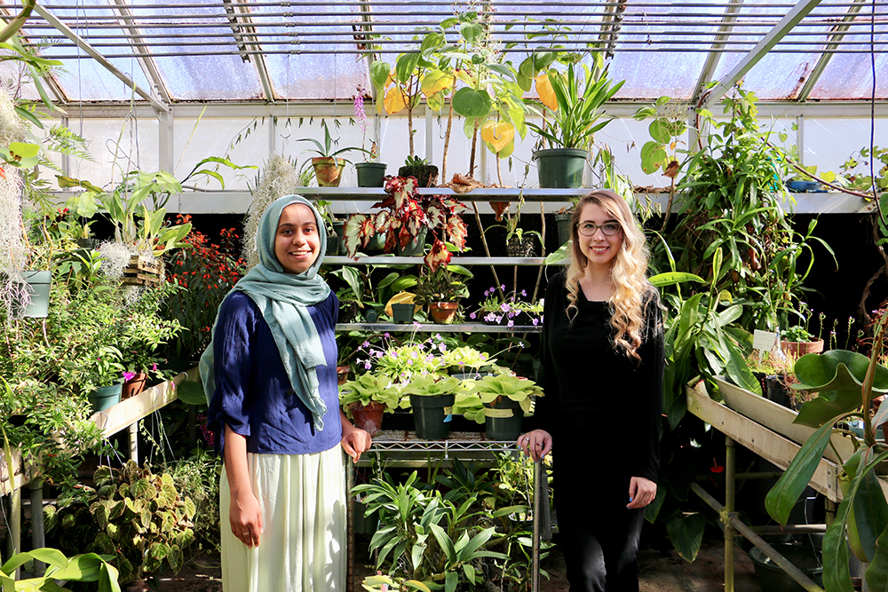 Ruqayah Bhuiyan, left, a horticulture student in the UGA College of Agricultural and Environmental Sciences, and Niki Padgett, a biology student in the UGA Franklin College of Arts and Sciences, will head to the Kennedy Space Center in Florida for research internships focusing on ways to grow food in space this spring.