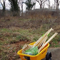 Volunteers with UGA Cooperative Extension in Fulton County braved the cold on Jan. 19 to start the cleanup process at Camp Fulton/Truitt 4-H Center in College Park, Georgia. Brush and trash were cleared to create a site for a new educational garden.