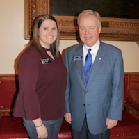 Madison Hickey, a senior majoring in agricultural communication, is serving as a legislative intern with the Senate Agriculture and Consumer Affairs Committee as part of the UGA College of Agricultural and Environmental Sciences' legislative internship program. She will spend 12 weeks working with the committee, which is chaired by Sen. John Wilkinson.