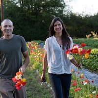 Steve and Mandy O'Shea, owners of 3 Porch Farm in Comer, Georgia, produce cut flowers for the local market.