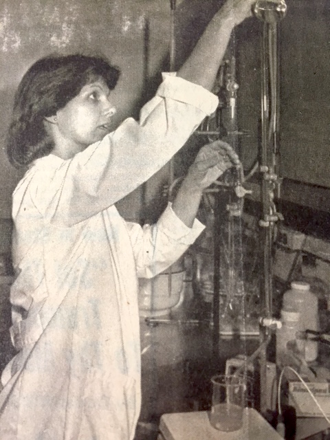 Sue Ellen McCullough is shown working in a lab in the University of Georgia Department of Food Science and Technology on the Griffin Campus circa late 1970s. McCullough recently retired with close to 40 years of service.