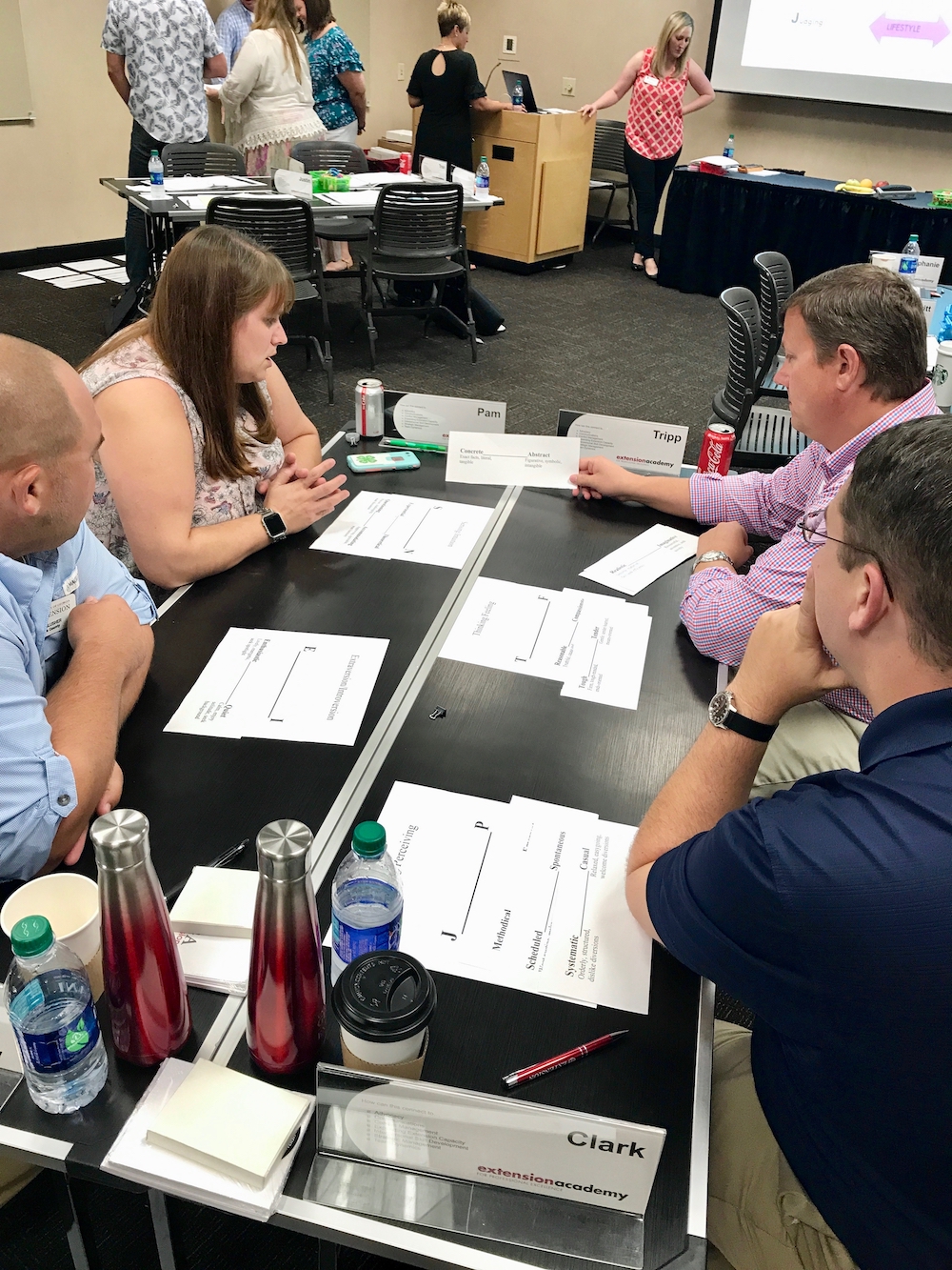 Members of the 2018-2019 class of the University of Georgia's UGA Extension Academy for Professional Excellence work on a group project during one of the leadership institutes in 2018.