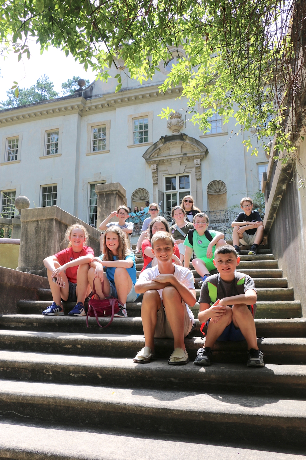 Georgia 4-H'ers take a break on the steps of the Swan House during 4-H Day at the Atlanta History Center.