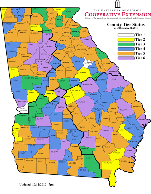UGA Cooperative Extension tier map. 2011