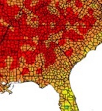 Some parts of Georgia saw temperatures as high as 8 or 9 degrees above normal during September 2019. The heat and abnormally dry weather left much the state in some stage of drought.