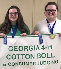 The Cotton Boll and Consumer Judging Competition is part of the Georgia 4-H Healthy Living Program. This competitive judging contest teaches 4-H’ers about cotton as an agricultural commodity in Georgia as well as cotton promotion through commercials or advertisements. The Spalding County team won first place and High Overall Individual went to Jahycee Barnes. Pictured left to right are Shelby Lane, Barnes, Kaylee Collins and Heather Dorn.