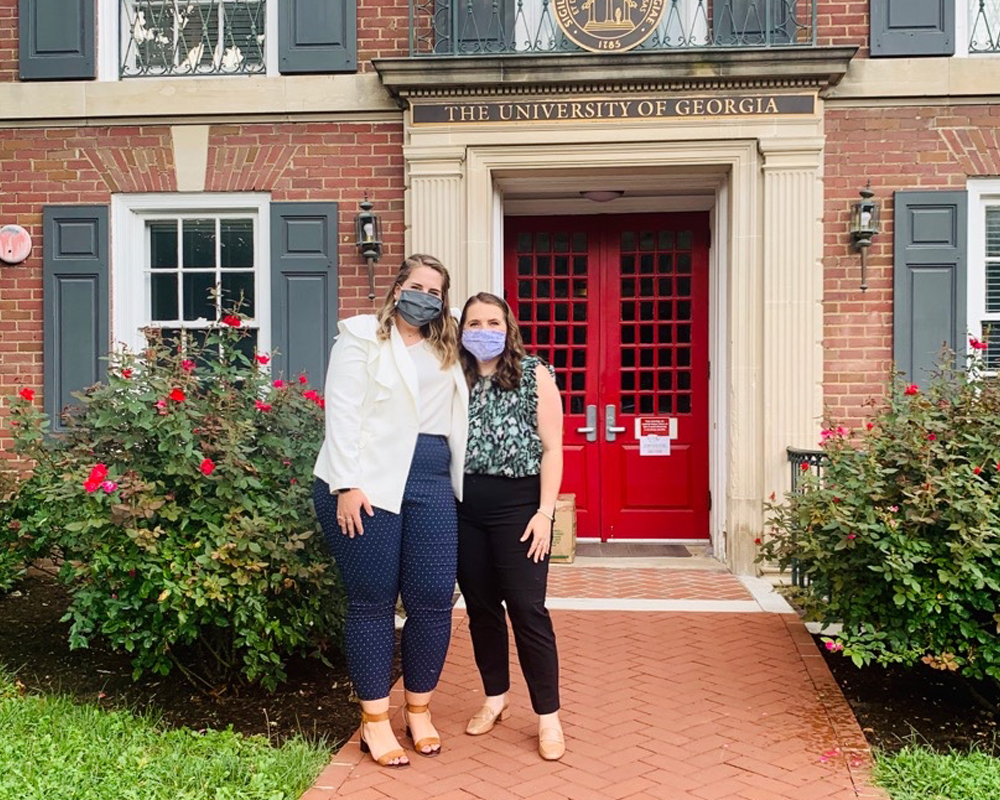 Since the Congressional Agricultural Fellowship program’s inception in 1997, the College of Agricultural and Environmental Sciences has helped develop new generations of agricultural policymakers by providing them with the opportunity to gain real-world experience at the highest level. Current Congressional Agricultural Fellows Grace Dodds (left) and Julie Bacon pose in front of UGA's Delta Hall in Washington, D.C.