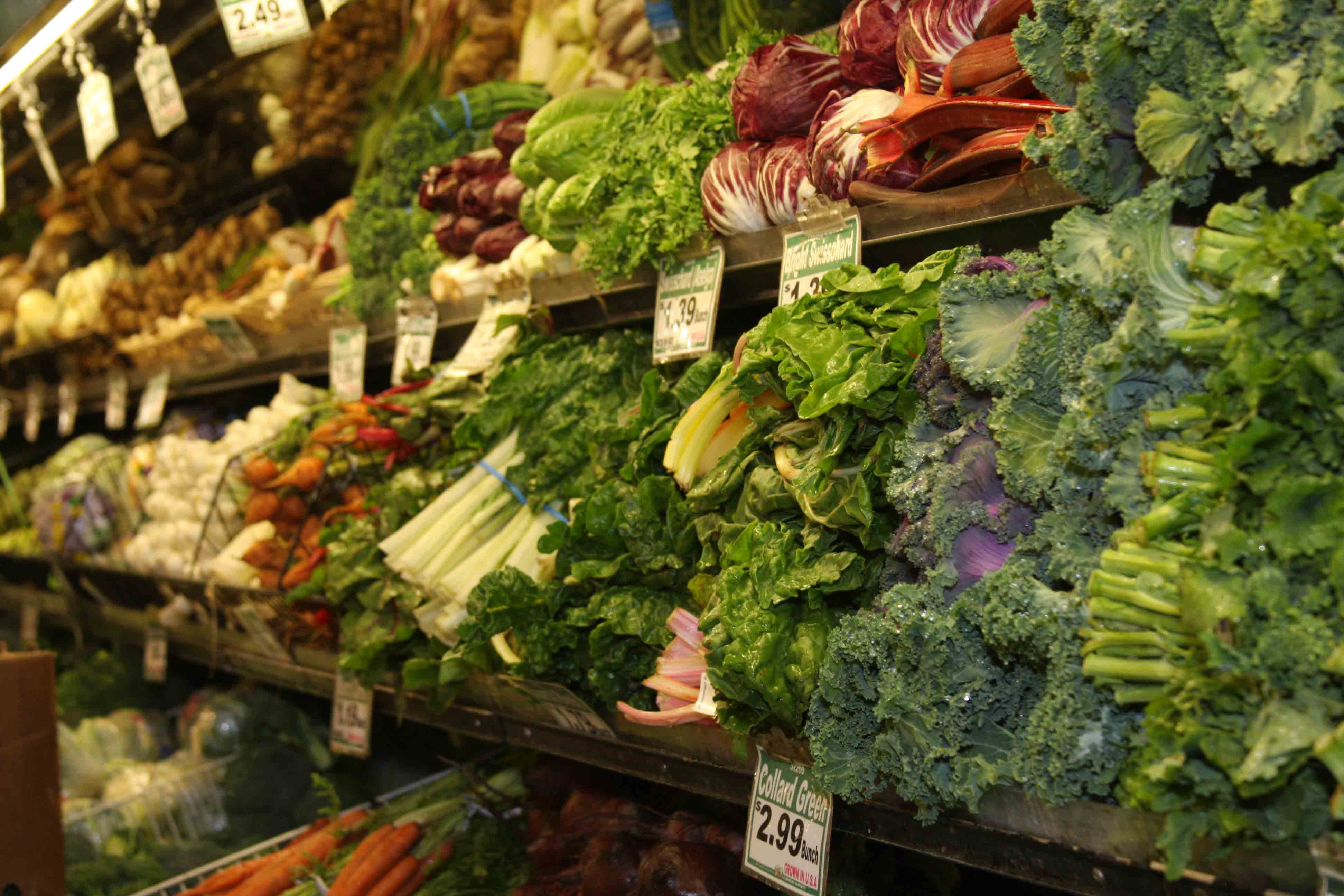 Produce in a grocery store.