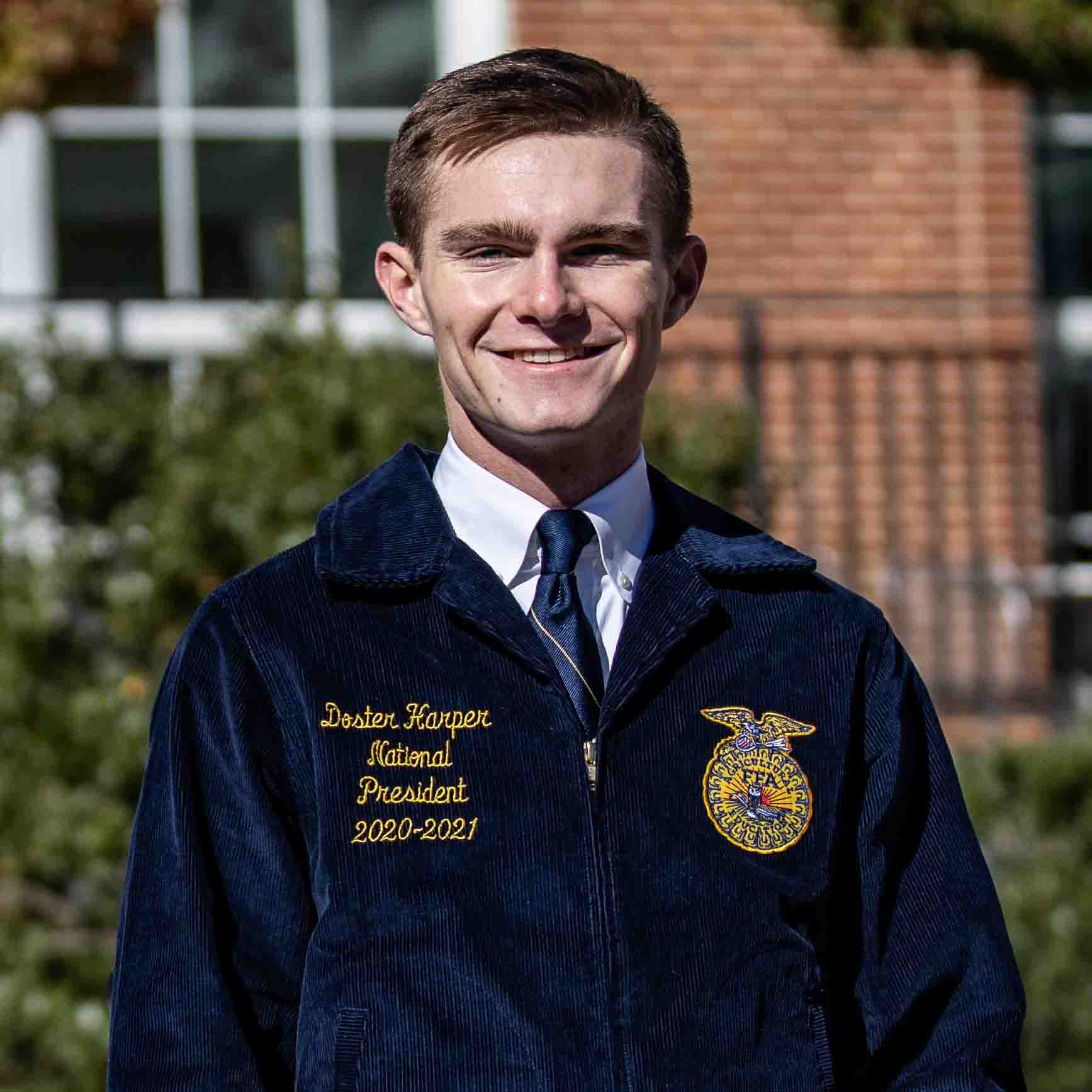 Doster Harper, a junior studying agriscience and environmental systems at the College of Agricultural and Environmental Sciences, was named president of the 2020-21 National FFA Officer Team. Harper is from Covington, Georgia, and attended Newton College and Career Academy. (Photo by Sean Montgomery)