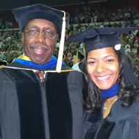 Biosecurity expert and plant pathology alumna Ada Bacetty poses with UGA adjunct professor Charles Bacon after her 2008 graduation. (contributed)