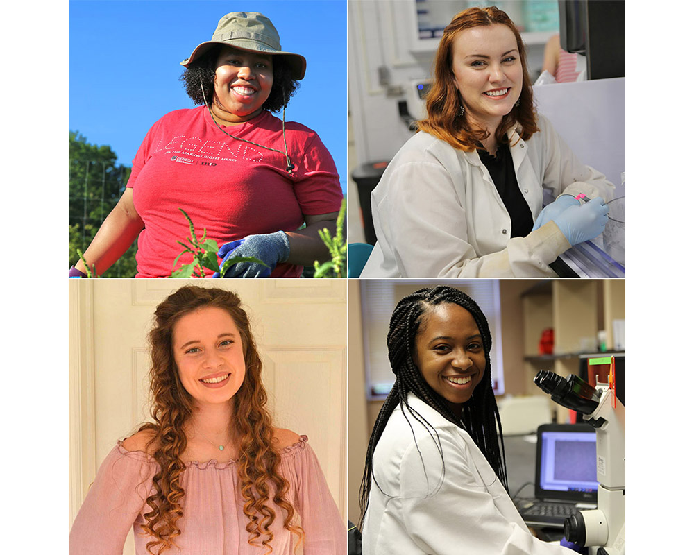 The 2021 CAES Ratcliffe Scholars (clockwise from top left) are Amaja Andrews, Ashley Dombrowski, Zaharia Selman and Sofia Franzluebbers.