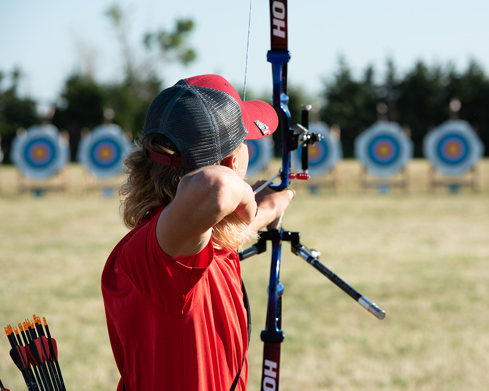 A Georgia 4-H'er participates in an archery event at the National 4-H Shooting Sports Championships in Grand Island, Nebraska.