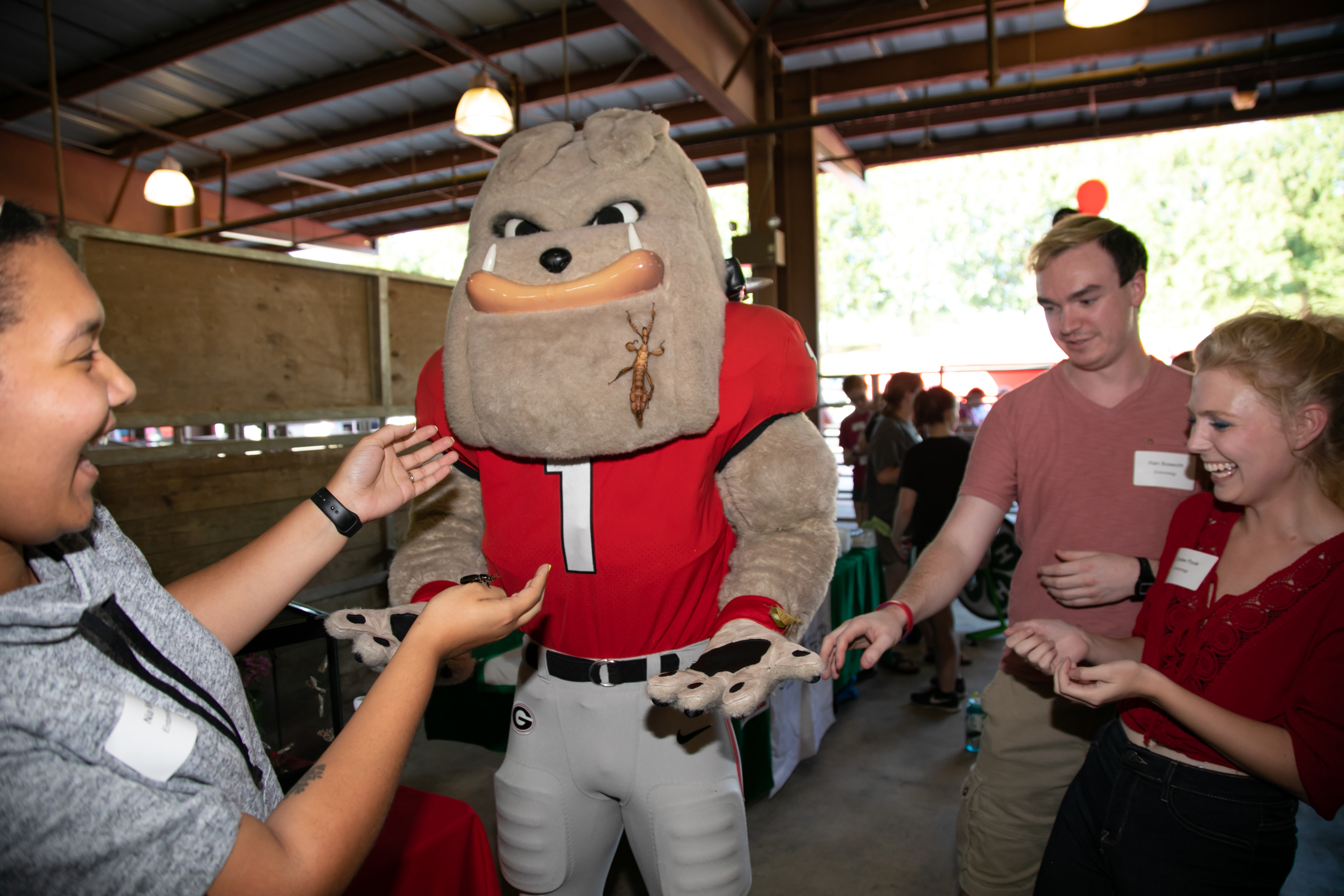 AgDawg Kickoff with CAES students and Hairy Dawg