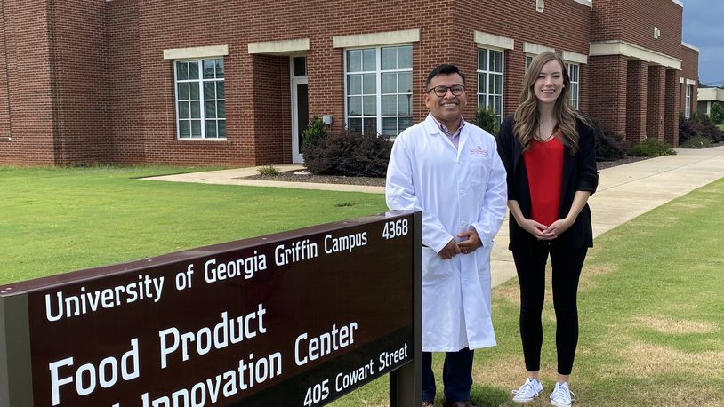 The Food Product Innovation and Commercialization Center, known as FoodPIC, at the University of Georgia campus in Griffin is a one-stop shop for food businesses looking to launch a product. Scientists here also look for ways to turn raw foods from Georgia into value-added products. Pictured are Kevin Mis Solval, assistant professor in the Food Science and Technology Department, and FoodPIC program manager Lauren Hatcher. (Photo: Ligaya Figueras/AJC)