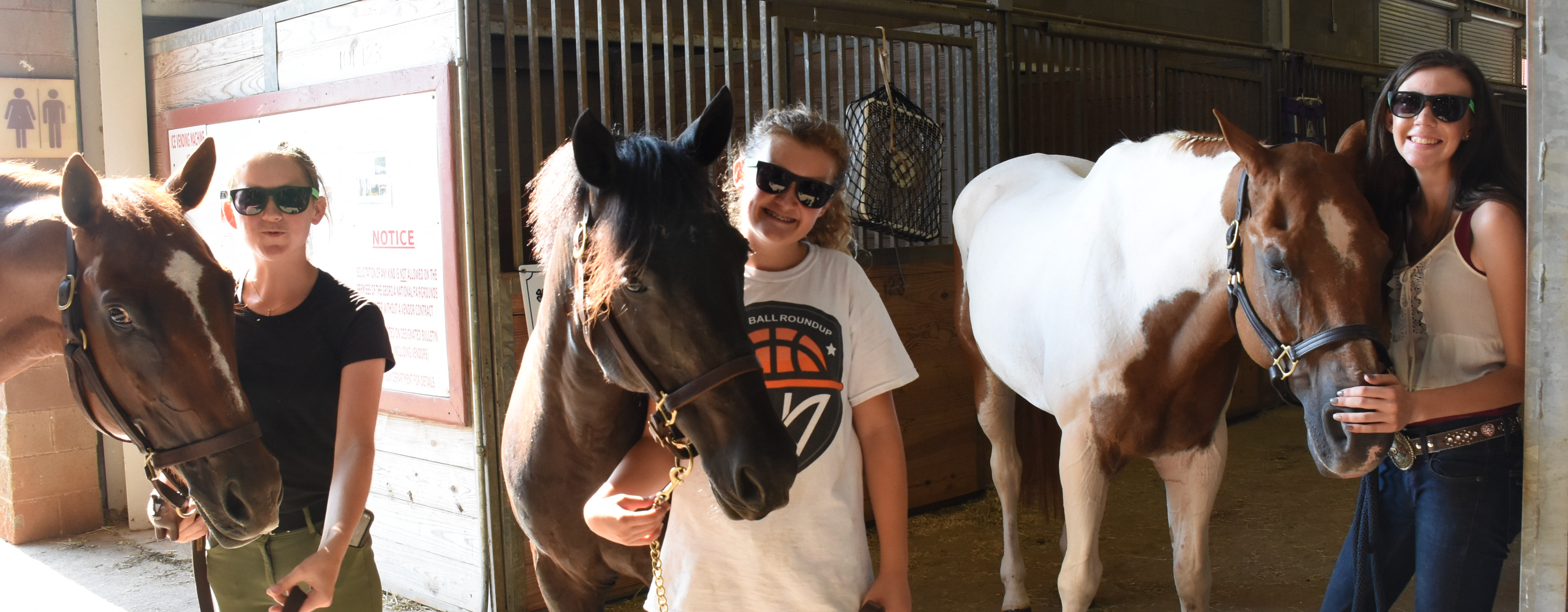 Georgia 4-H'ers had fun in the trick horse contest with winners (from left) Cate Stalling and Adler Rae Owens, both of Sumter County and Emily Coggins of Oconee County.