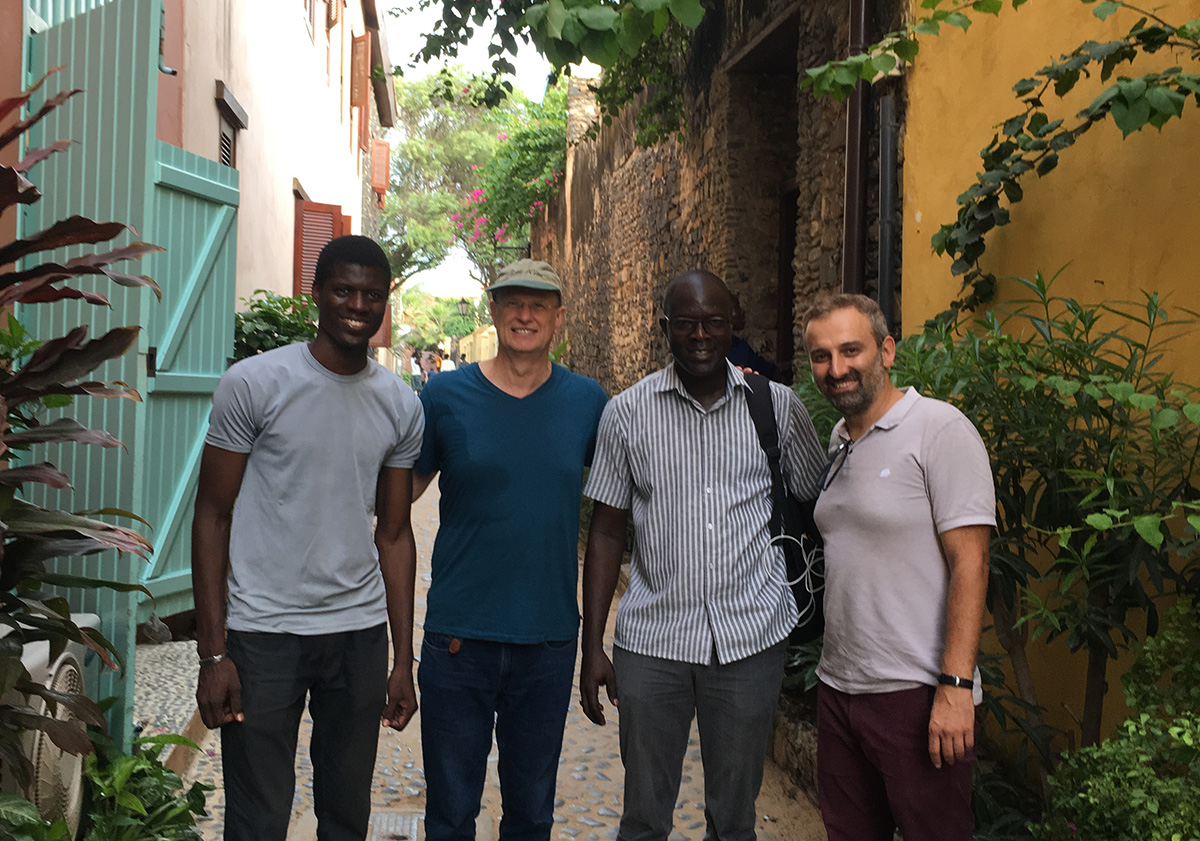 University of Georgia PhD student Pierre Diatta and Virginia Tech’s Brad Mills (far left and left), will present early findings of the study, along with UGA agricultural economist Genti Kostandini (far right), in a webinar next week. The team is working with Katim Toure, a collaborator at ENSA (École Nationale Supérieure d'Agriculture) in Senegal.