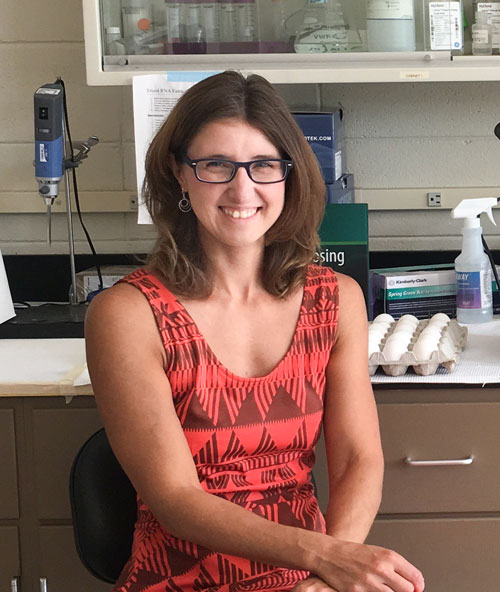 Associate Professor Kristen Navara in her lab