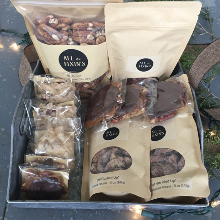 A gift box with assorted pecan treats