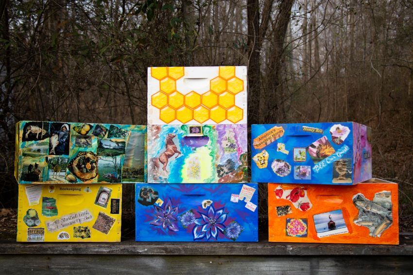 Bee boxes painted by Arrendale Prison residents