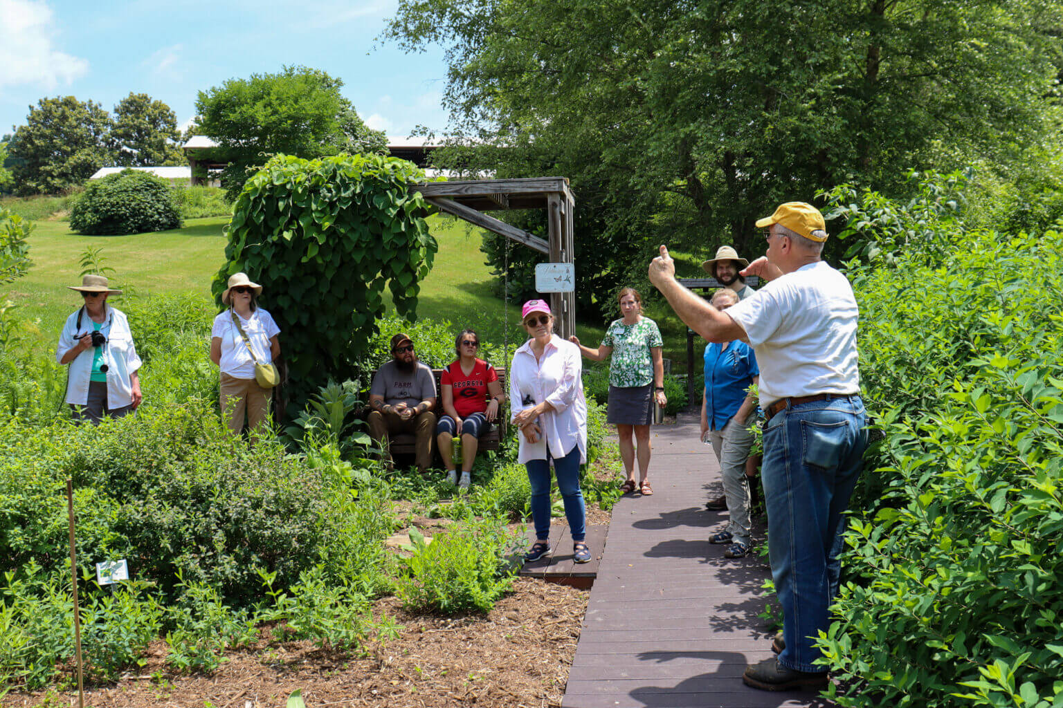 Students in “The Bee-utiful World of Native Bees” class tour the Georgia Mountain Research and Education Center’s ethnobotanical garden. (Photos by Laurel Clark)