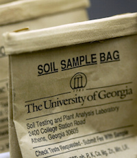 To test the soil in your home garden or lawn, take a sample to your local University of Georgia Cooperative Extension office.