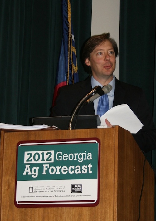 Agribusiness lawyer Nowell Berreth presented the Georgia Ag Forecast keynote address on the H-2A program. Through the program, farmers hire and house immigrant agricultural workers on a temporary basis.