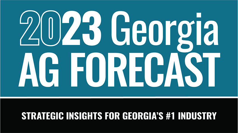 Black and blue logo that reads 2023 Georgia Ag Forecast: Strategic insights for Georgia's #1 industry