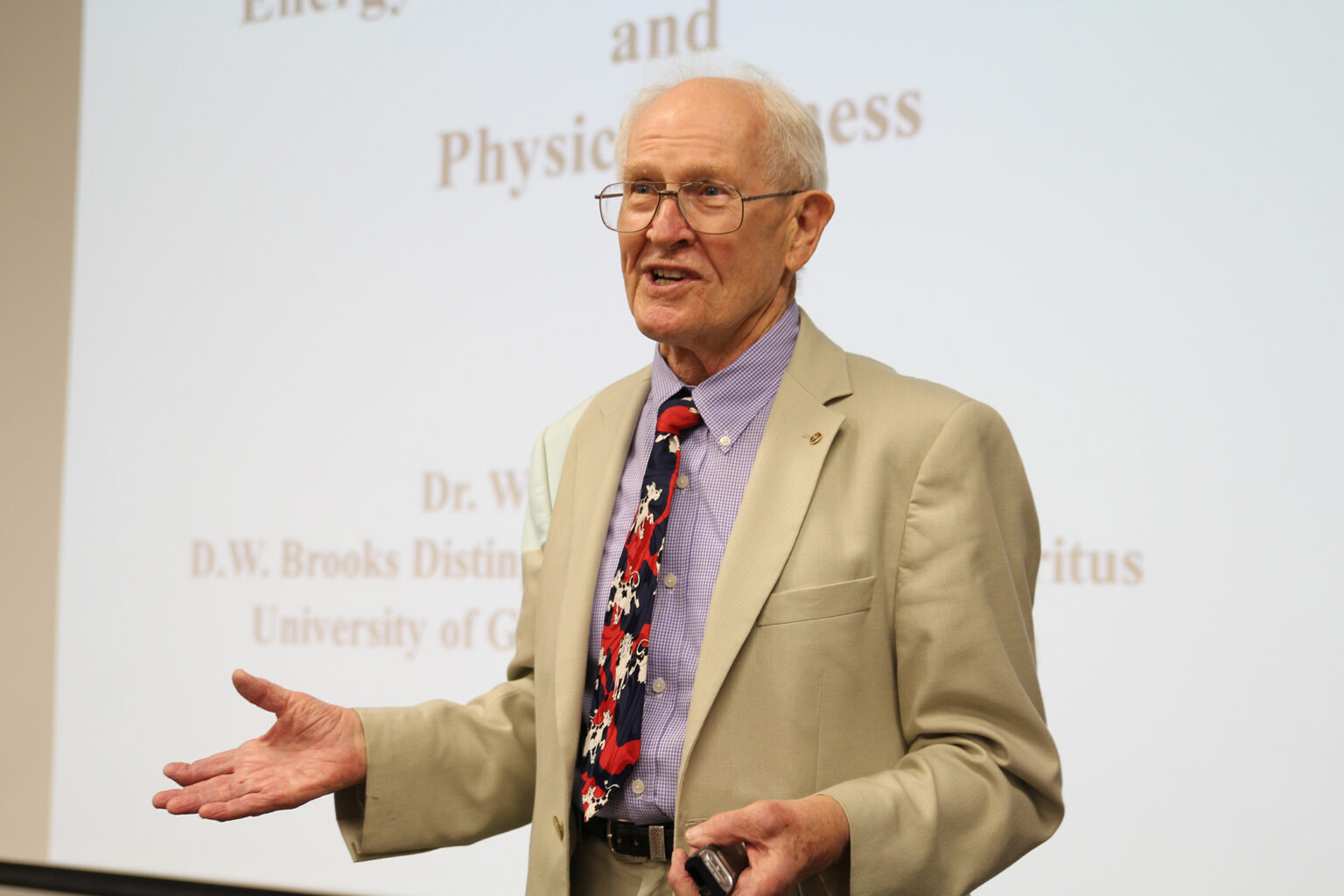 Bill Flatt delivers a lecture in 2014 at the University of Georgia. (Photo by Cal Powell)