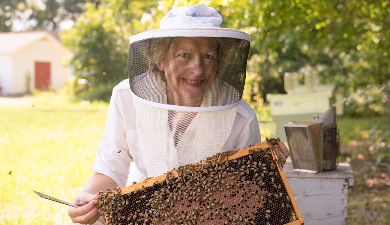 Jennifer Berry, Apicultural Research Professional and Lab Manager for the UGA Honey Bee Program, recently achieved her Ph.D. and Triple Dawg status. She has been working with the Honey Bee Program at UGA for over 20 years. (Photo by UGA College of Agriculture and Environmental Sciences.)